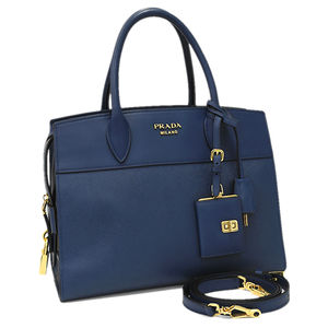 Prada Esplanade 2way Handbag Shoulder Saffiano Leather Blue